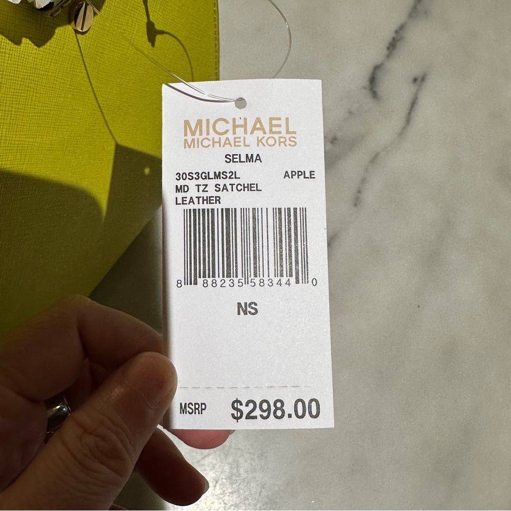 MICHAEL Michael Kors Yellow-Green Saffiano Leather Satchel - Picture 9 of 15